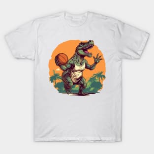 Basketball Dino T-Rex Humor Graphic T-Shirt